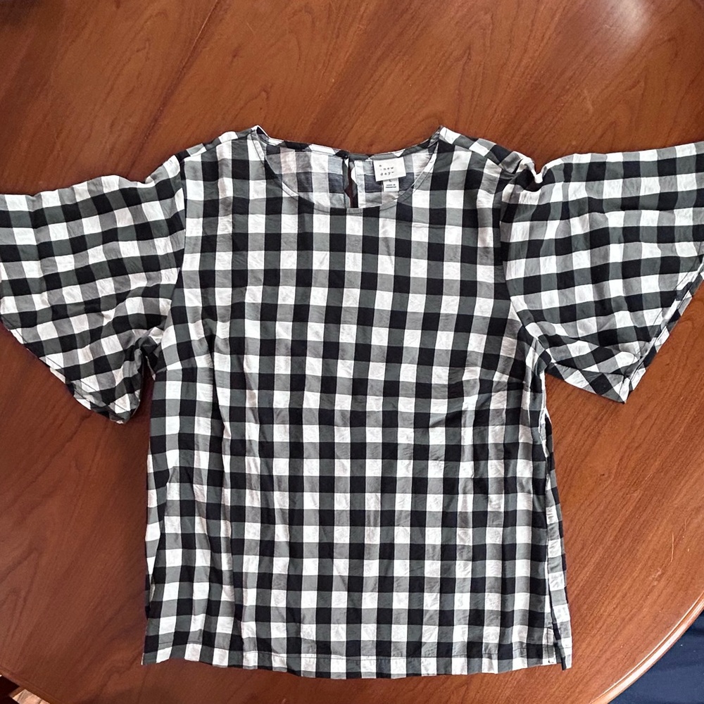 a new day Checkered Black and White Blouse
